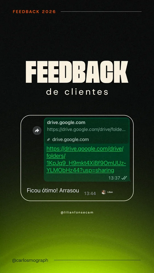 Feedback de cliente — @lilianfonsecam: Ficou ótimo! Arrasou